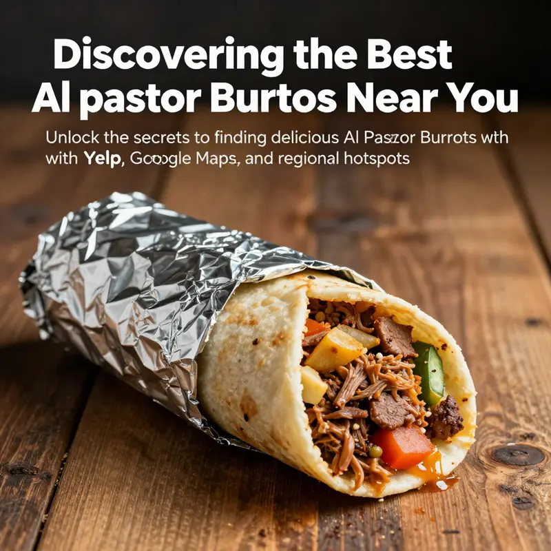 A captivating image of an Al Pastor Burrito placed on a wooden surface.