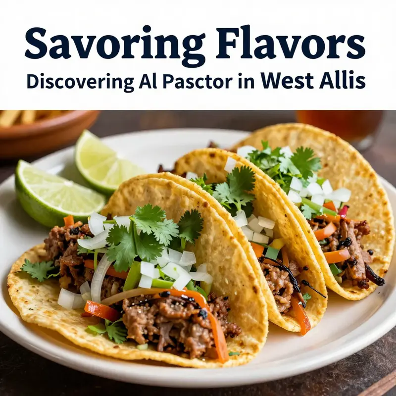 An enticing display of al pastor tacos served with traditional garnishes.
