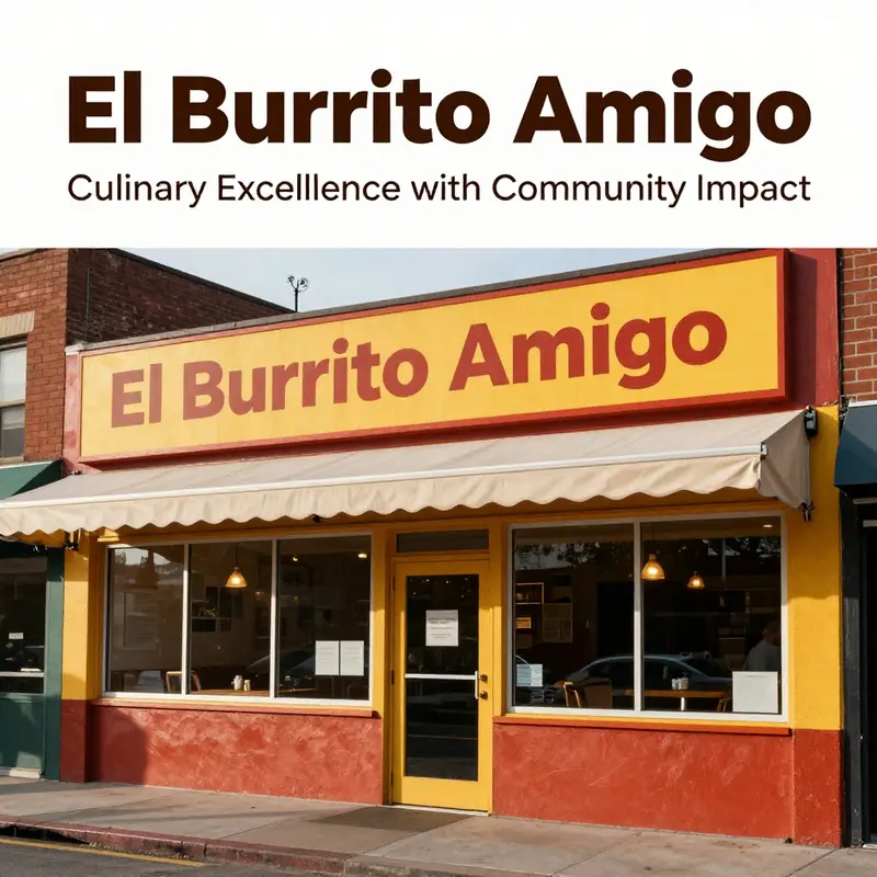 The exterior of El Burrito Amigo restaurant, highlighting its colorful signage and inviting atmosphere.