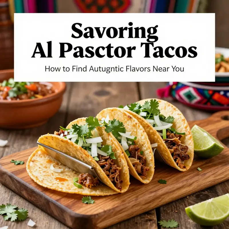 A lively taco food truck scene showcasing Al Pastor tacos being served.