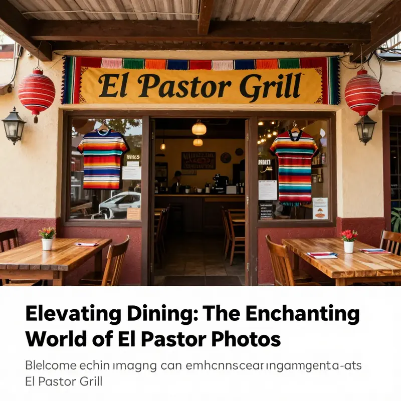 Welcoming entrance view of El Pastor Grill, decorated with Mexican cultural elements, inviting diners to experience authentic cuisine.