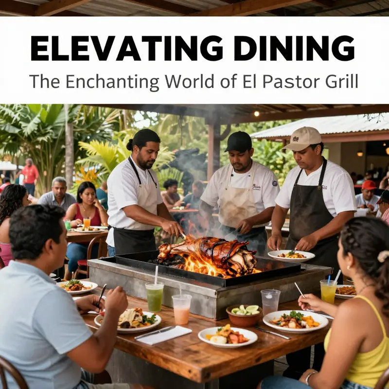 Diners captivated by the live cooking of cabrito at El Pastor Grill, creating a vibrant and engaging atmosphere.