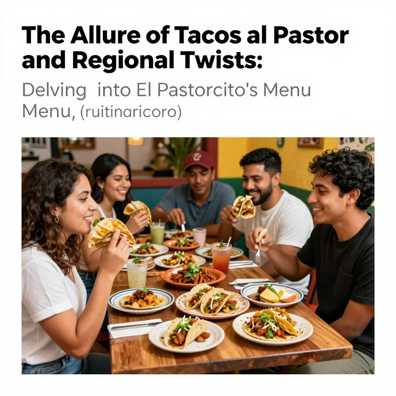 An inviting restaurant atmosphere at El Pastorcito, showcasing diners savoring Tacos al Pastor and traditional Mexican cuisine.