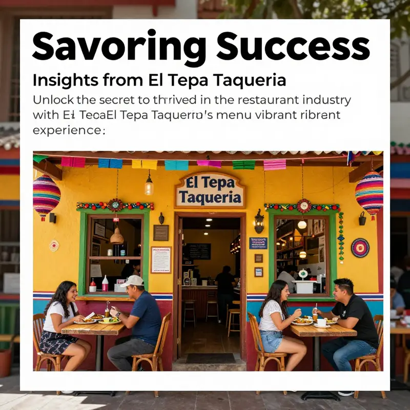 Exterior view of El Tepa Taqueria with colorful decorations and happy patrons.