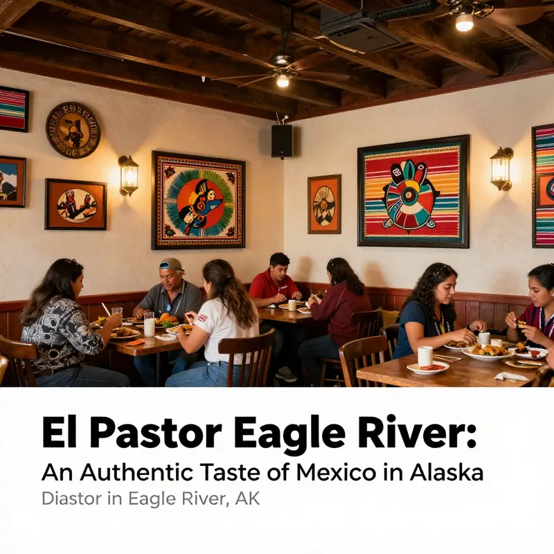 Interior view of El Pastor restaurant in Eagle River, Alaska, highlighting traditional decor and a cozy dining environment.