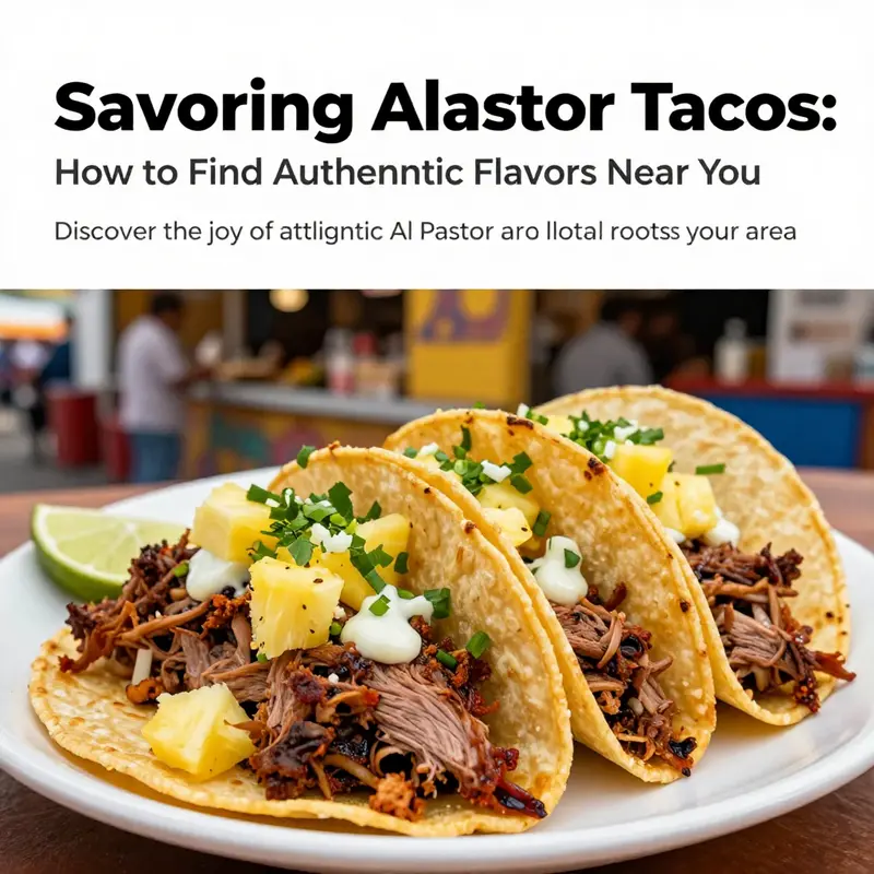 Detailed view of Al Pastor tacos filled with spices and garnished freshly, showcasing their appeal in a vibrant setting.