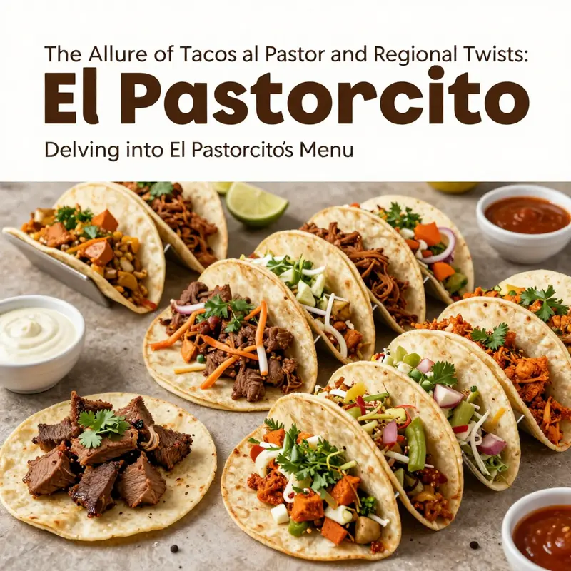 A vibrant display of Tacos al Pastor, showcasing fresh ingredients and traditional garnishes.