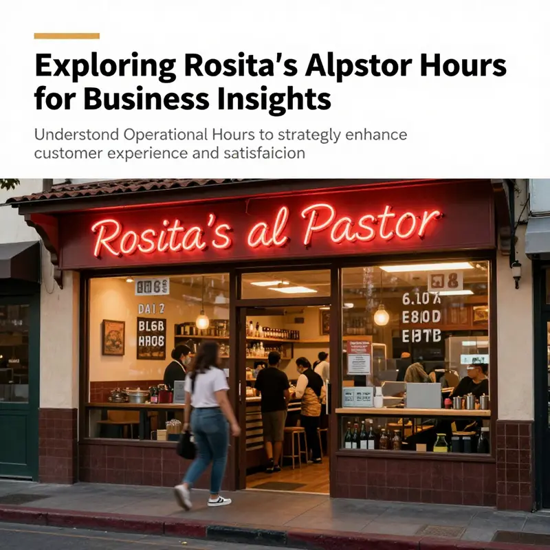 The inviting exterior of Rosita's al Pastor at night, showcasing the restaurant's vibrant atmosphere and operating hours.