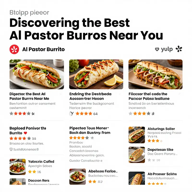 Yelp’s search results presenting top-rated Al Pastor Burrito restaurants.