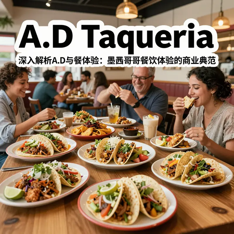 A.D Taqueria餐厅内景与丰富多样的菜单菜品,体现其独特的用餐体验。