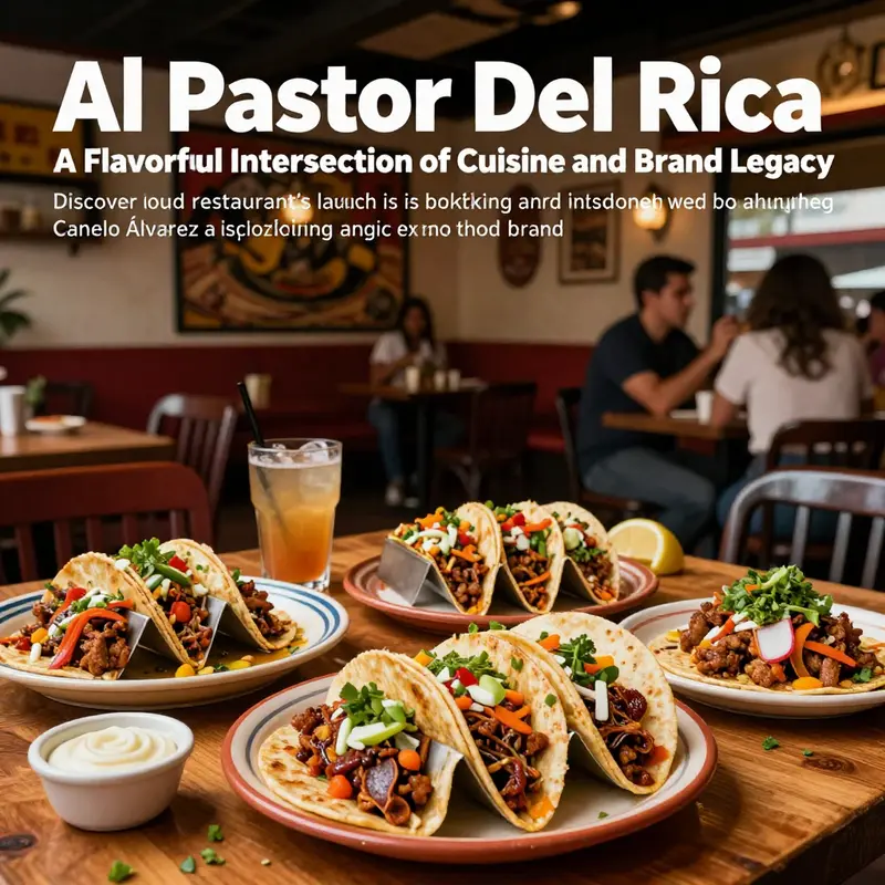 A colorful arrangement of various Al Pastor tacos served on a table, highlighting the fresh ingredients and festive atmosphere.