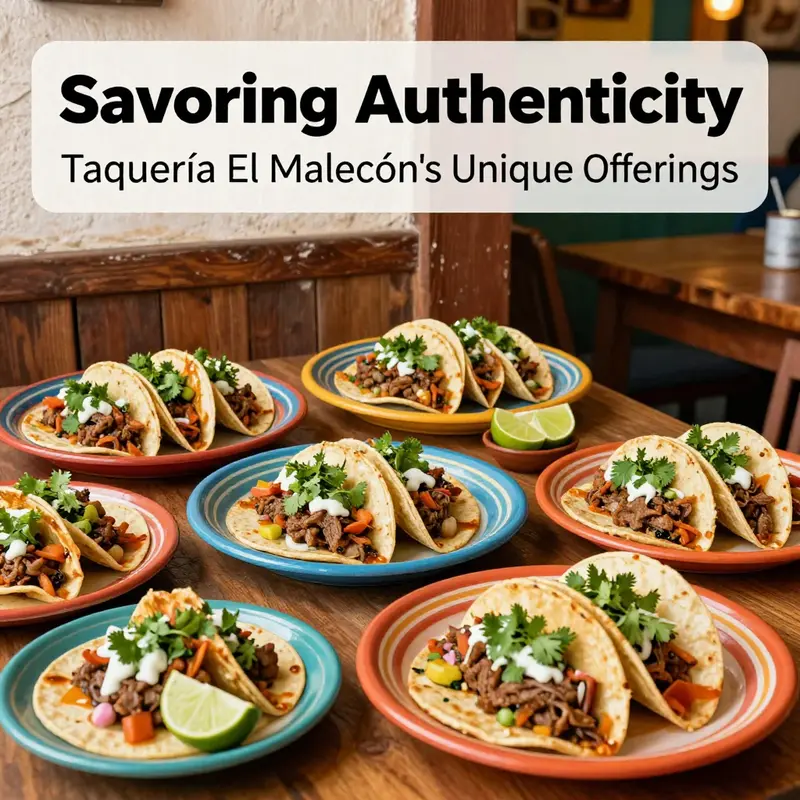 A mouthwatering selection of authentic Mexican tacos showcasing the culinary expertise at Taquería El Malecón.