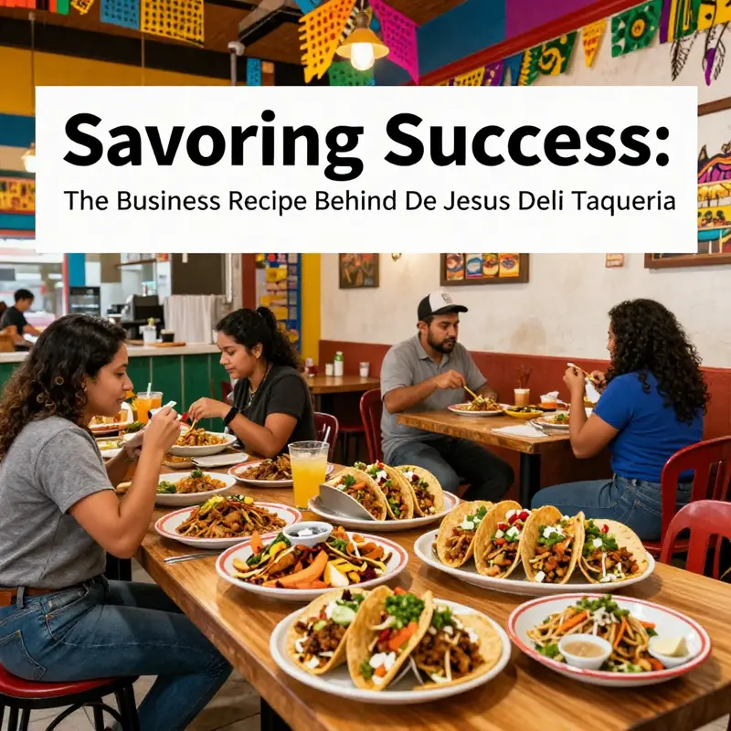 The lively atmosphere of De Jesus Deli Taqueria, with diners enjoying authentic Mexican flavors.