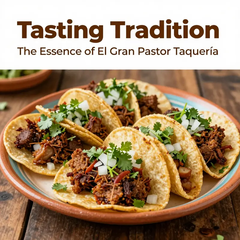 A vibrant selection of authentic tacos from El Gran Pastor Taquería, showcasing their commitment to traditional Mexican flavors.