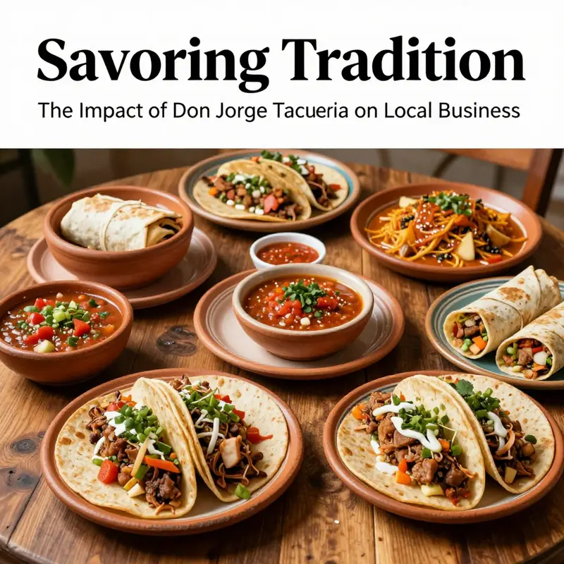 An array of authentic Mexican dishes showcasing the vibrant flavors of Don Jorge Taqueria.