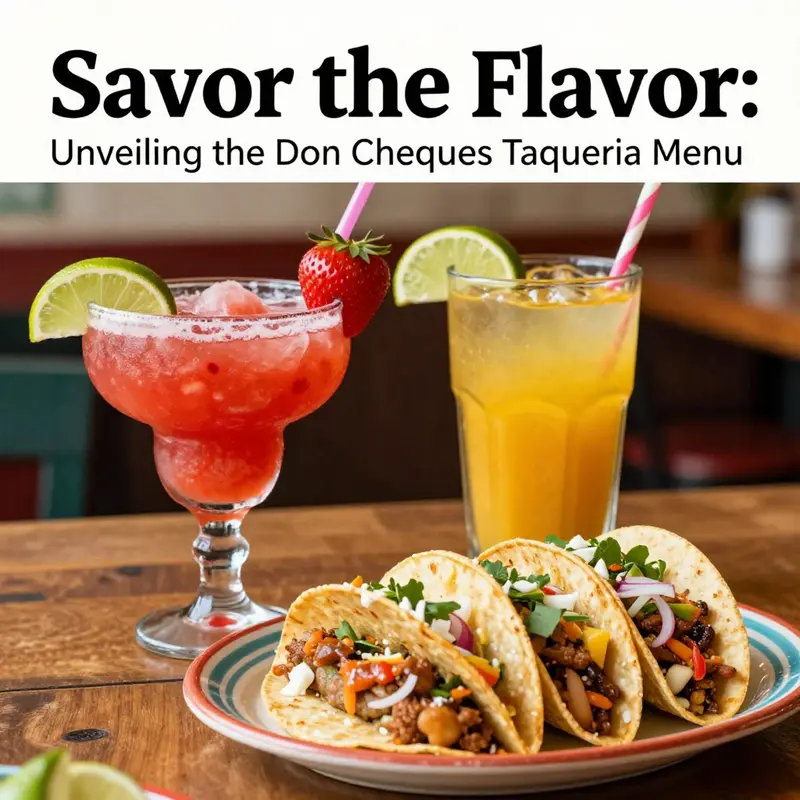 A delightful spread showcasing the iconic dishes from the Don Cheques Taqueria menu.