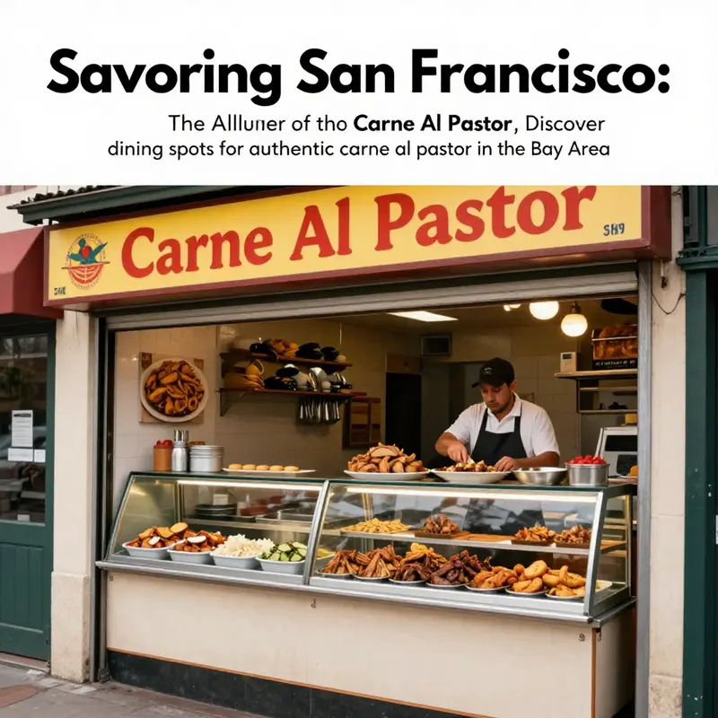 A picturesque taqueria showcasing its specialty in carne al pastor.