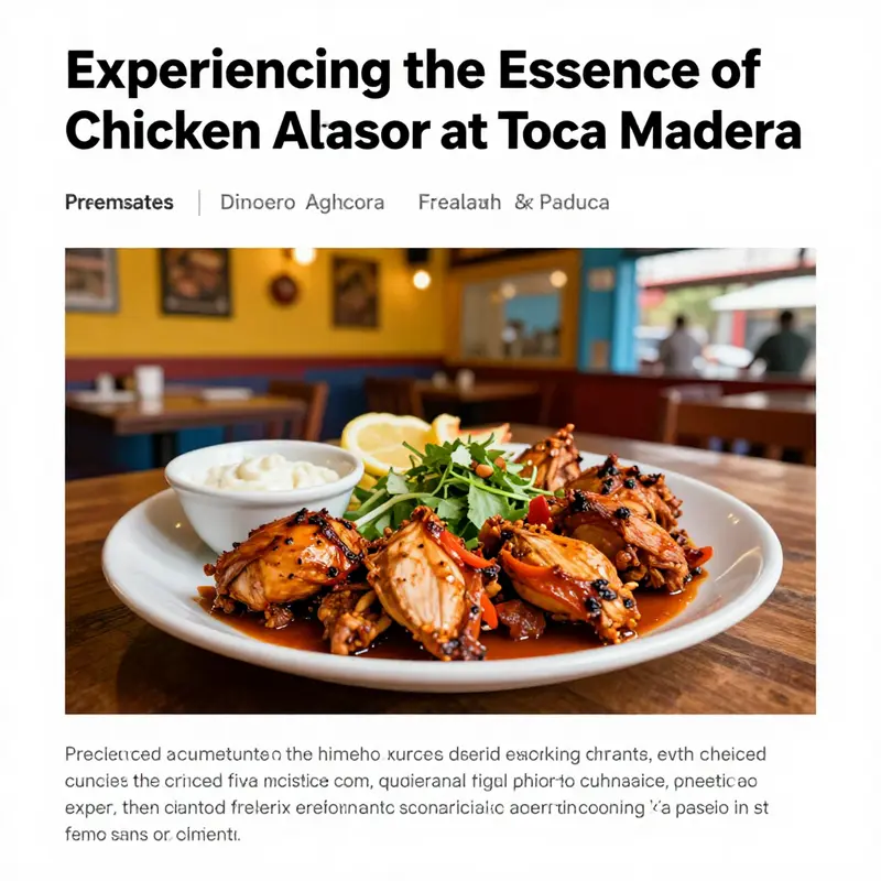 A close-up of Chicken Al Pastor on a plate, showcasing the dish's colorful presentation in a restaurant setting.