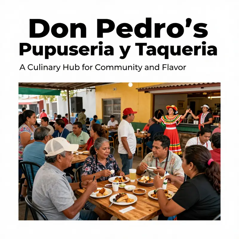The vibrant atmosphere of Don Pedro’s Pupuseria y Taqueria, inviting guests to indulge in authentic Central American cuisine.