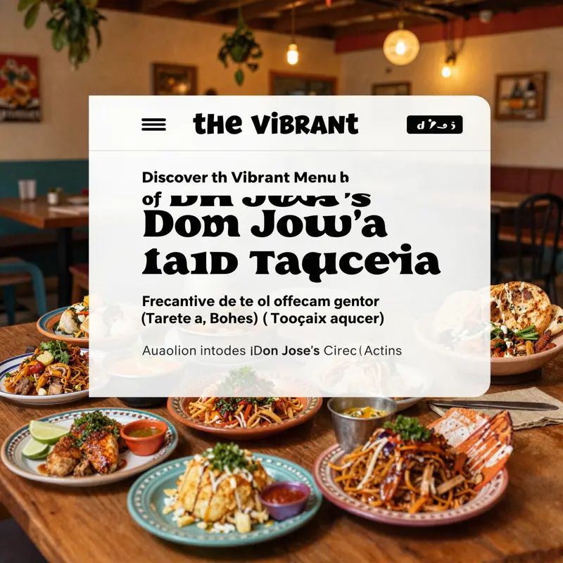 A warm, festive restaurant environment showcasing a colorful spread of Mexican cuisine at Don Jose's Cantina.