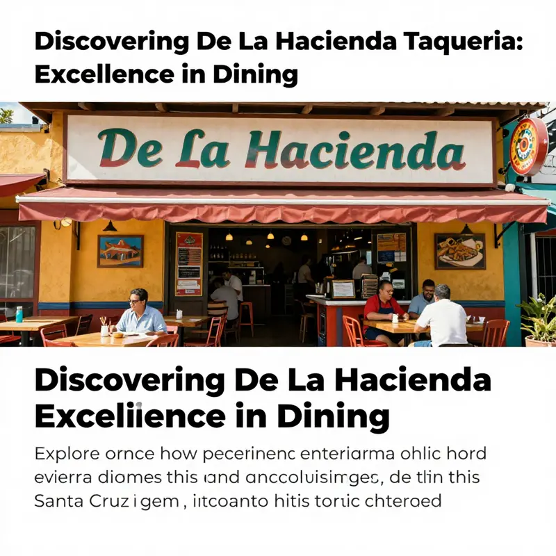 Exterior of De La Hacienda Taqueria displaying outdoor seating and colorful decorations, reflecting the restaurant's lively atmosphere.