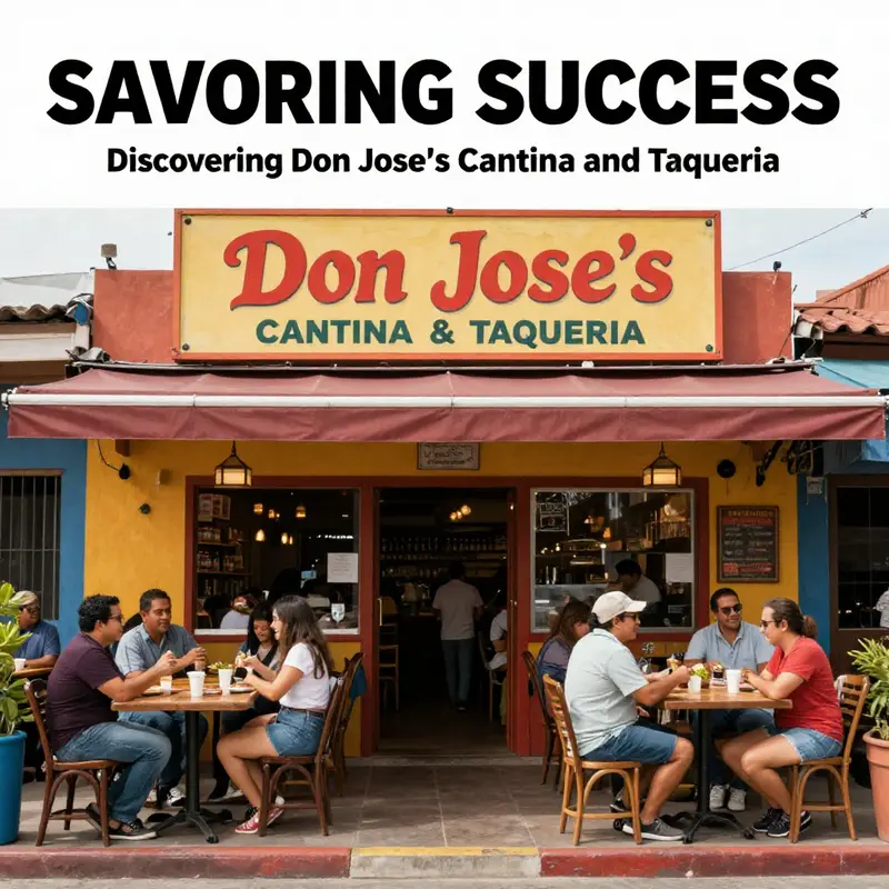 The vibrant entrance of Don Jose's Cantina and Taqueria, featuring outdoor seating and colorful decor.