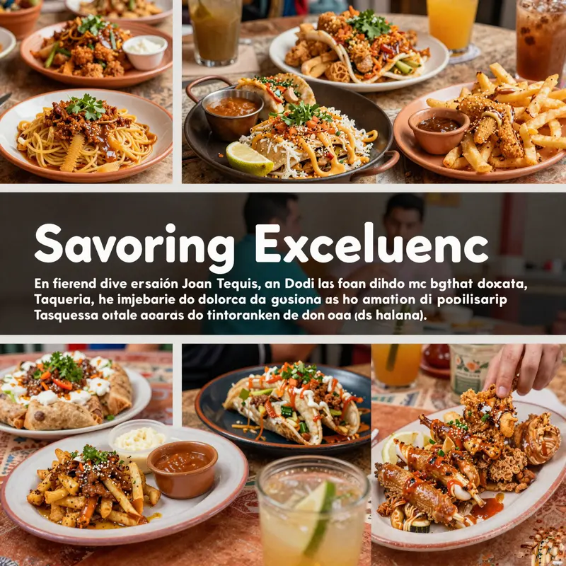 A collage illustrating the essence of Don Juan Taqueria, including traditional Mexican dishes and lively dining experiences.