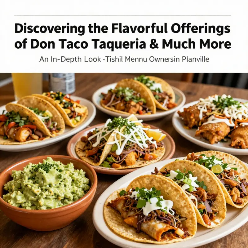 A visually appealing spread of colorful Mexican dishes including tacos and enchiladas from Don Taco Taqueria.