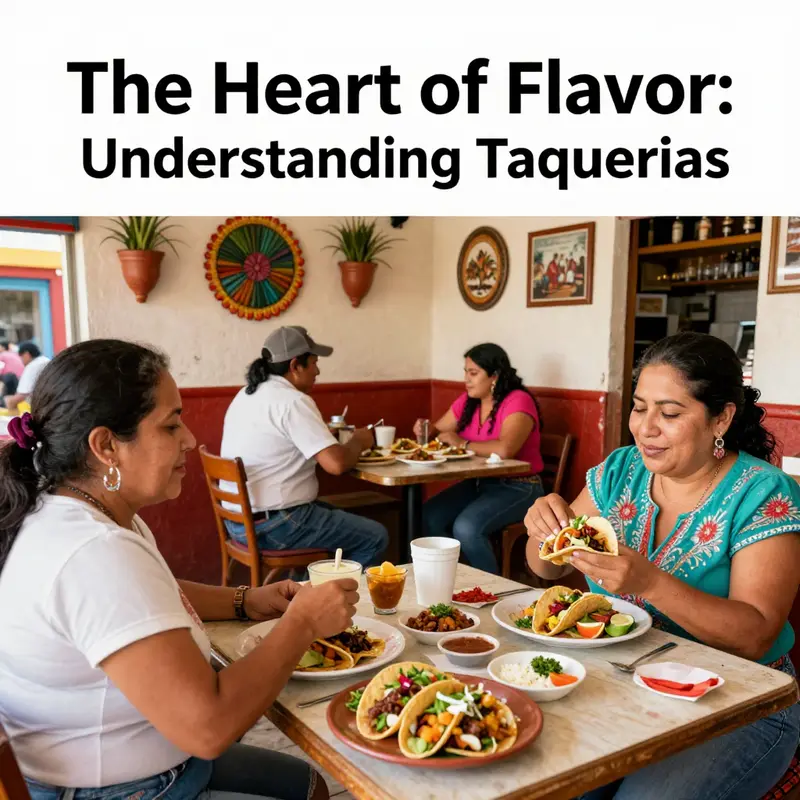 A lively taqueria filled with customers savoring traditional Mexican meals.