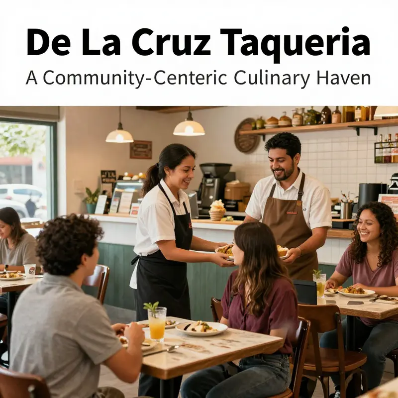 Community members enjoying a meal at De La Cruz Taqueria, illustrating the restaurant’s role in local engagement.