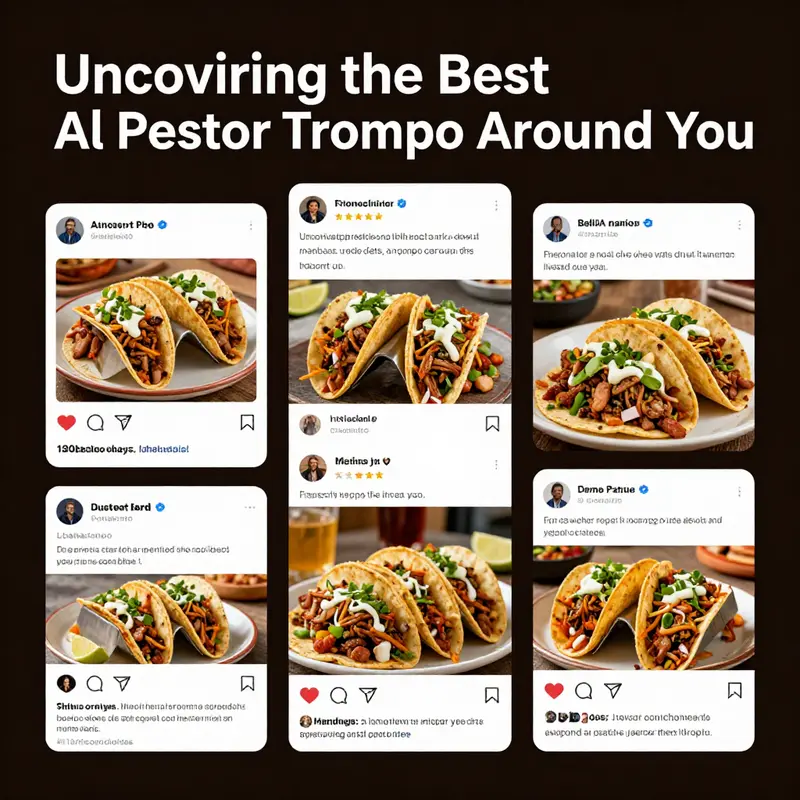 A visual guide showing nearby al pastor trompo locations through a popular map application.