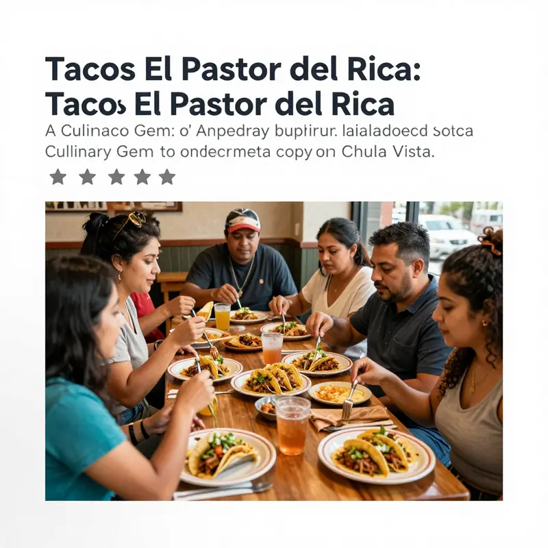 Diners delighting in the vibrant atmosphere and flavorful offerings of Tacos El Pastor del Rica.