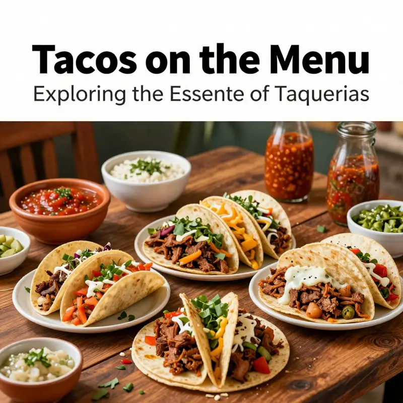 An assortment of tacos depicting the rich menu diversity found in taquerias.