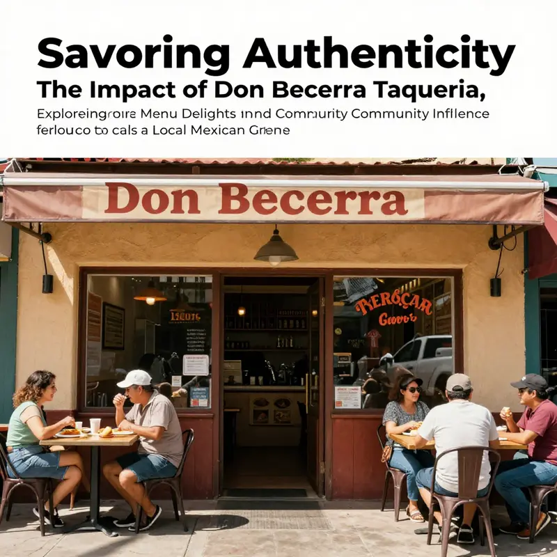 The entrance of Don Becerra Taqueria, featuring colorful signage and outdoor seating where patrons enjoy their meals.