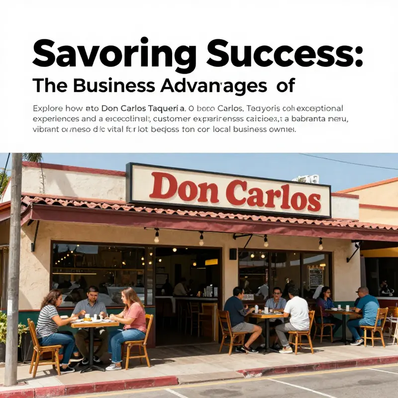 The exterior of Don Carlos Taqueria, showing the restaurant's sign and outdoor seating.