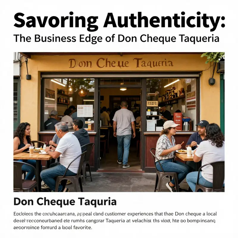 A bustling view of customers outside Don Cheque Taqueria, capturing the vibrant energy of the restaurant.