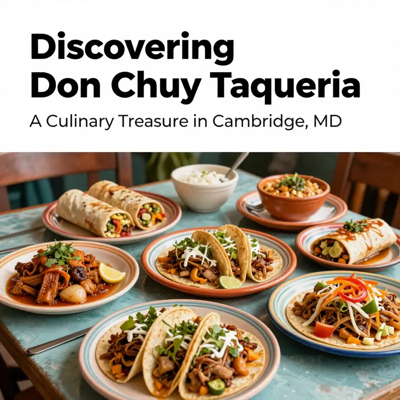 The inviting exterior of Don Chuy Taqueria, a beloved establishment in Cambridge, Maryland.