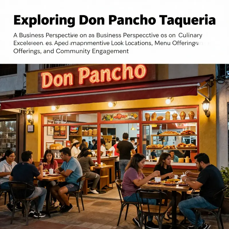 A bustling storefront of Don Pancho Taqueria, with outdoor seating and happy patrons, reflecting the welcoming atmosphere.