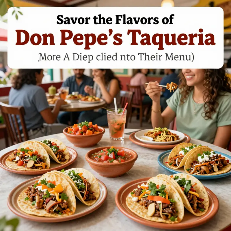 A lively dining scene at Don Pepe's Taqueria, filled with a diverse array of Mexican dishes.