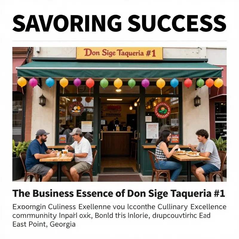 A colorful and inviting view of Don Sige Taqueria #1, featuring patrons enjoying their meals outside.