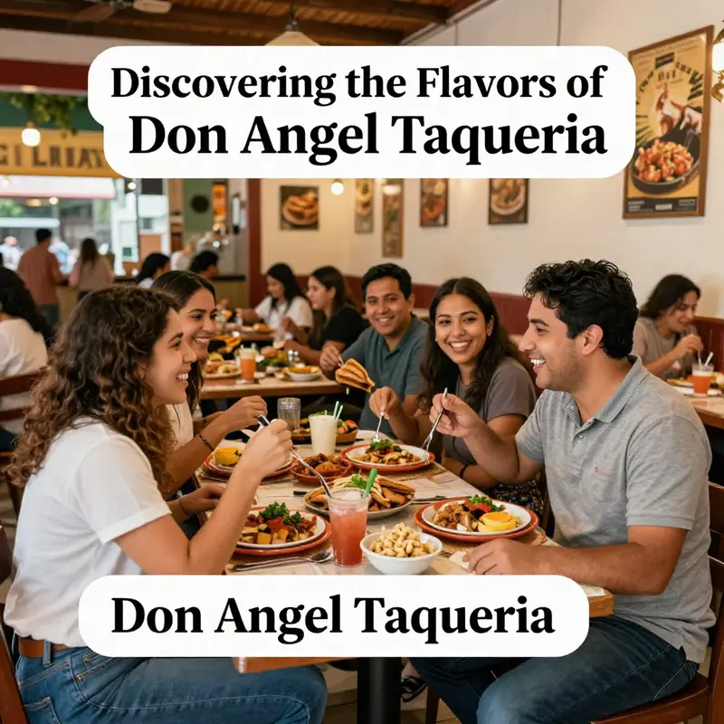 A selection of signature dishes from Don Angel Taqueria, including tacos, burritos, and vibrant sides.
