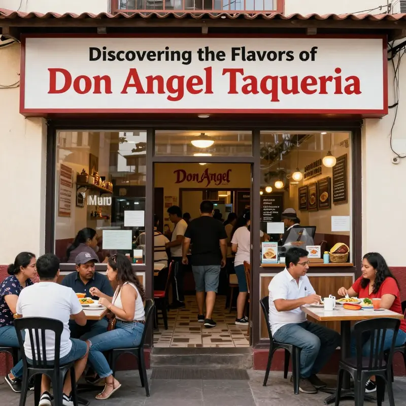 A vibrant exterior view of Don Angel Taqueria filled with welcoming atmosphere.