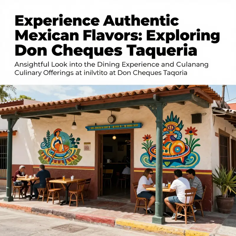 Exterior view of Don Cheques Taqueria featuring colorful murals and outdoor seating.
