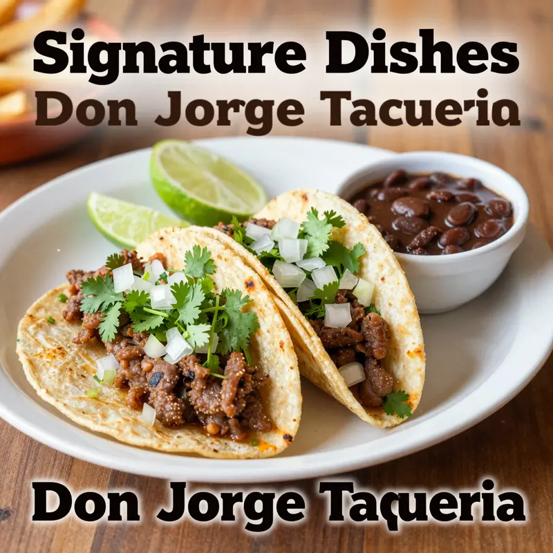 A visual representation of the vibrant and diverse menu highlights at Don Jorge Taqueria.