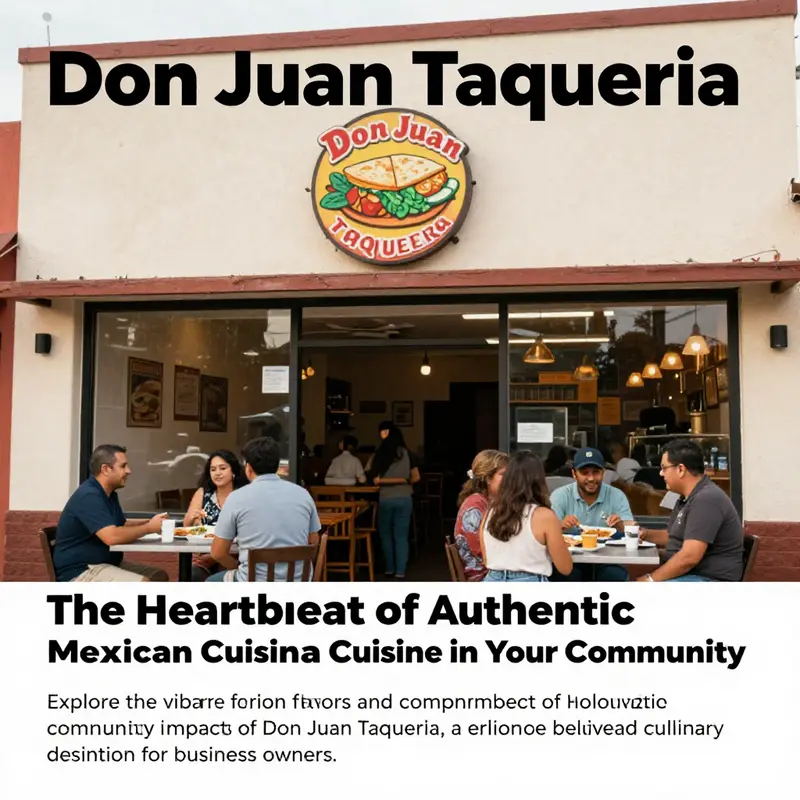 Exterior view of Don Juan Taqueria showcasing its vibrant atmosphere and distinctive branding.