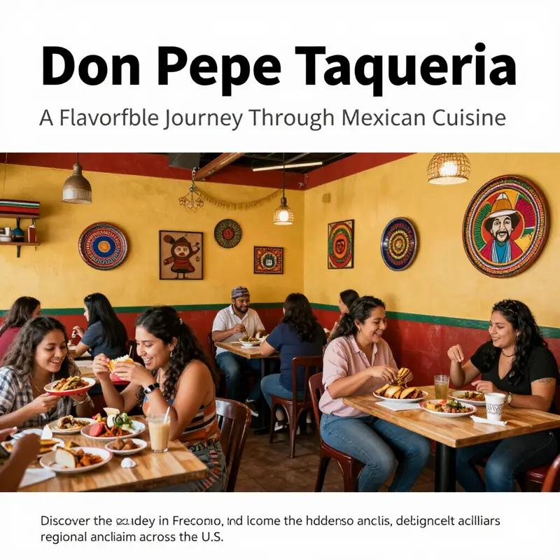 Interior view of Don Pepe Taqueria, featuring a welcoming atmosphere with diners enjoying their meals amidst traditional decorations.