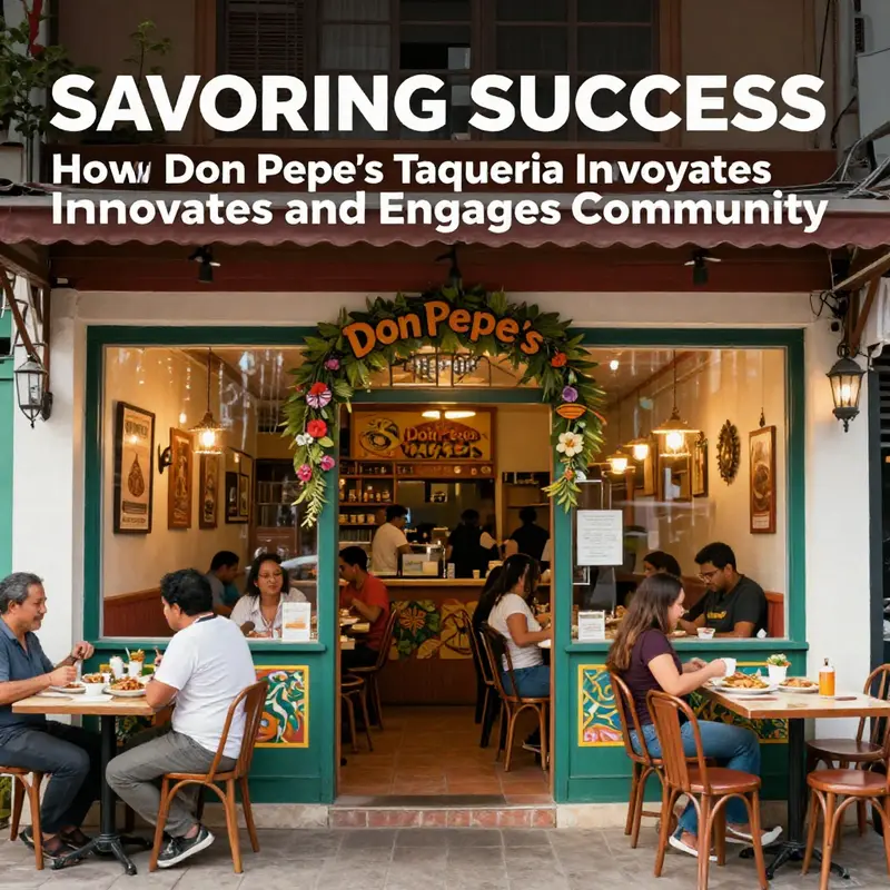 Exterior view of Don Pepe's Taqueria, highlighting its inviting atmosphere and vibrant decor.
