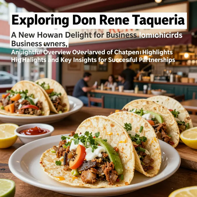 A collage featuring colorful tacos and the lively atmosphere of Don Rene Taqueria, showcasing its community engagement.