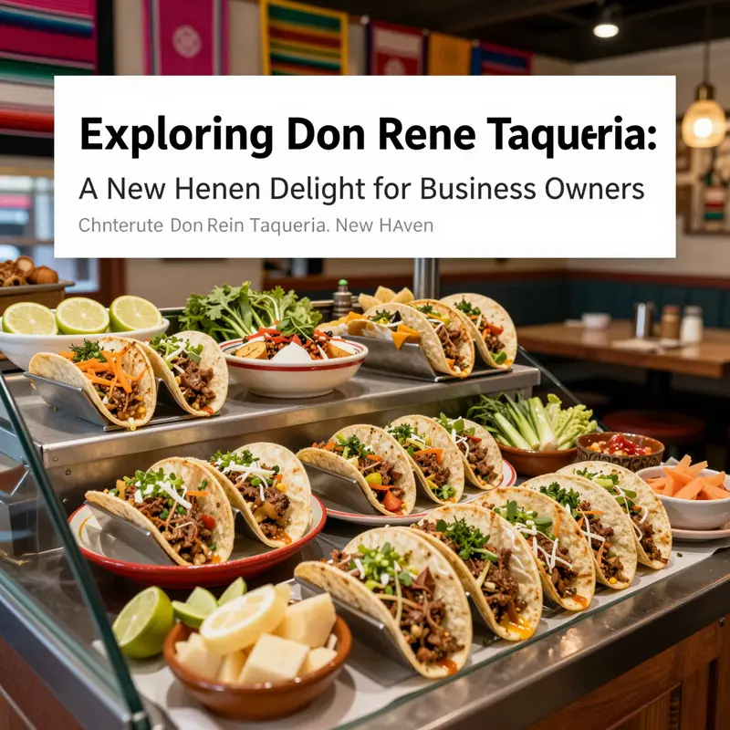 The vibrant exterior of Don Rene Taqueria, making it a standout in East Rock Market Food Hall.