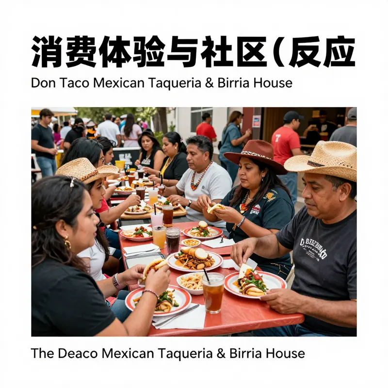 Customers enjoying the vibrant atmosphere and iconic birria tacos at Don Taco.